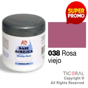 BASE ACRILICA AD 038 ROSA VIEJO 200ML X 3 UNIDADES